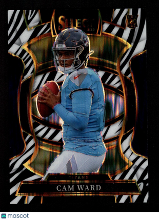 Cam Ward 2025 Panini Select #26 Zebra Prizm RC Case Hit SSP Titans