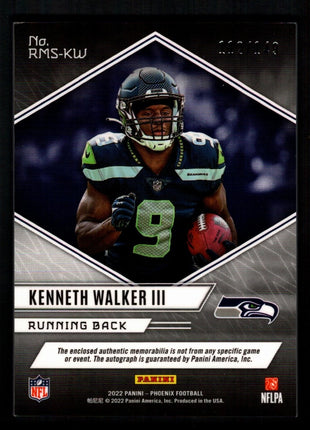 Kenneth Walker III 2022 Panini Phoenix #RMS-KW Rookie Patch /149 RC Auto