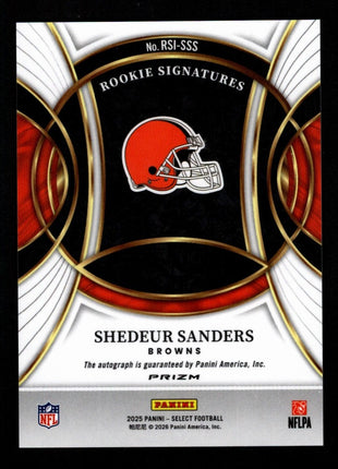 Shedeur Sanders 2025 Panini Select #RSI-SSS Rookie Signatures Silver RC Auto