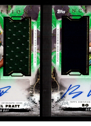 Bo Nix/Michael Pratt 2024 Topps Inception Green /99 Dual Patch RC Auto Booklet