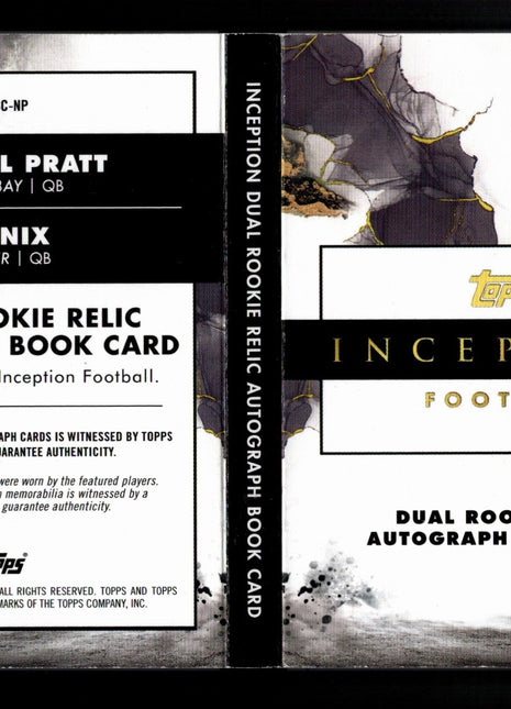 Bo Nix/Michael Pratt 2024 Topps Inception Green /99 Dual Patch RC Auto Booklet
