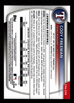 Cody Freeman 2025 Bowman Chrome #CPA-CFR Orange Reptilian Refractor /25 Auto