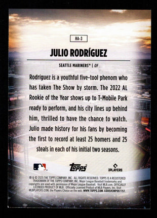 Julio Rodríguez 2025 Topps #HA-3 Home Field Advantage SSP Mariners