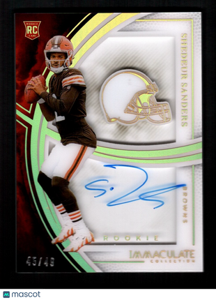 Shedeur Sanders 2025 Panini Immaculat #IRSS-SSS Clear /49 Auto RC Browns