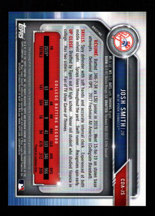 Josh Smith 2019 Bowman Draft #CDA-JS Blue Wave Refractor /150 1st Auto Yankees