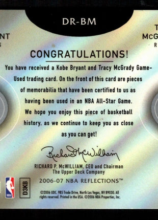 Kobe Bryant/Tracy McGrady 2006 Upper Deck Reflections Dual Game-Worn Patch
