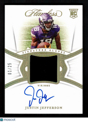 Justin Jefferson 2020 Panini Flawless #SG-JJE Glove Patch /25 RC Auto Vikings