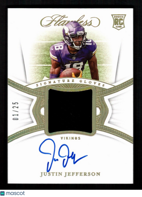Justin Jefferson 2020 Panini Flawless #SG-JJE Glove Patch /25 RC Auto Vikings