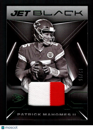 Patrick Mahomes II 2021 Panini Black #JBM-PM Jet Black Green /15 Patch Chiefs
