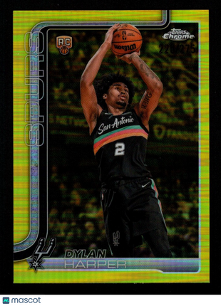 Dylan Harper 2025-26 Topps Chrome #152 Yellow Refractor /275 RC Spurs