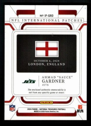 Ahmad "Sauce" Gardner 2024 Panini National Treasures International Patch /5 Jets