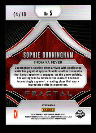 Sophie Cunningham 2026 Panini Prizm #5 Fractal Gold Prizm /10 SSP Fever