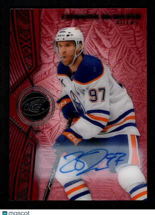 Connor McDavid 2025-26 Upper Deck Ice Hockey #37 Red Auto Autograph SSP Oilers