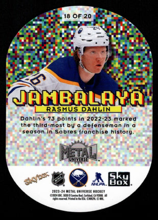 Rasmus Dahlin 2023-24 SkyBox Metal Universe #18 Jambalaya SSP Case Hit Sabres