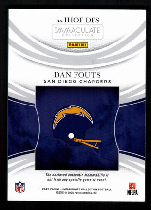 Dan Fouts 2025 Panini Immaculate #IHOF-DFS NFL Shield 1/1 HOF Chargers