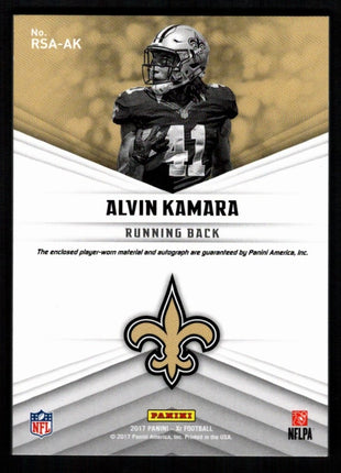 Alvin Kamara 2017 Panini XR #RSA-AK Laundry Tag 1/1 RC Auto Black Saints