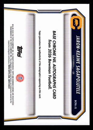 Jaron-Keawe Sagapolutele 2026 Bowman Chrome #BCPA-JS Gold Refractor /50 1st Auto
