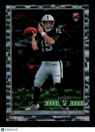 Fernando Mendoza 2026 Topps #91TR-1 91 Tribute Silver Foil Crackle RC Raiders