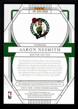 Aaron Nesmith 2020-21 National Treasures Apprentice Ink Emerald /10 Auto Celtics