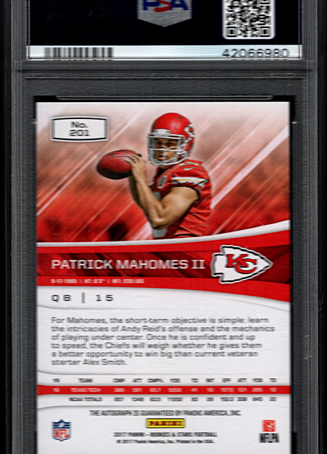 Patrick Mahomes II 2017 Rookies & Stars #201 Longevity /75 RC Auto PSA9/10 MINT