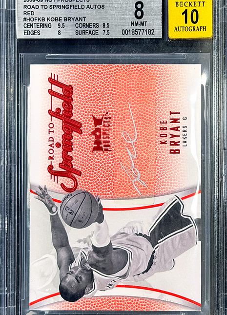 Kobe Bryant 2008-09 Hot Prospects Road to Springfield Red /5 Auto BGS8/10 NM-MT