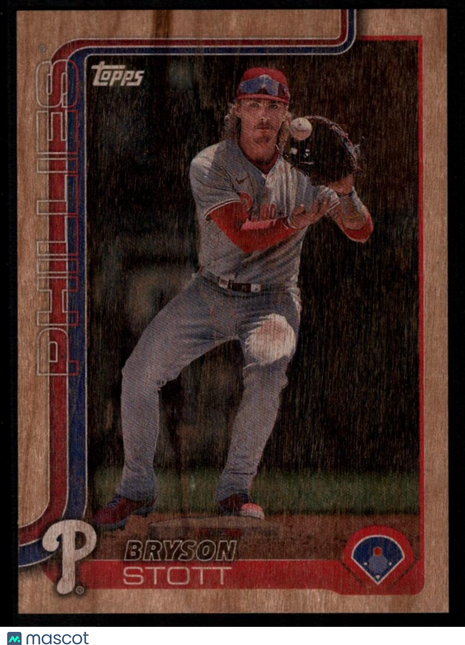 Bryson Stott 2025 Topps Series One #147 Wood Lumber /25 SP Philadelphia Phillies
