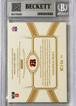 Chad Johnson 2020 Panini Flawless #9 Patch /20 Autograph Auto BGS9/10 MINT