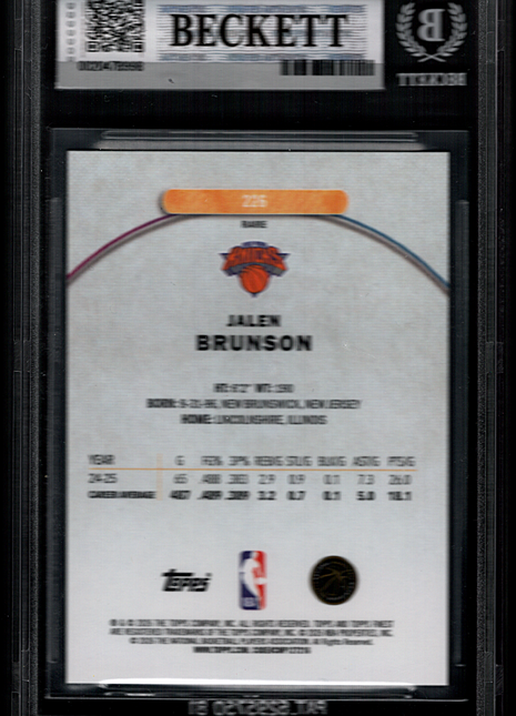 Jalen Brunson 2025-26 Finest #226 Gold Geometric Refractor /10 BGS9 MINT Knicks