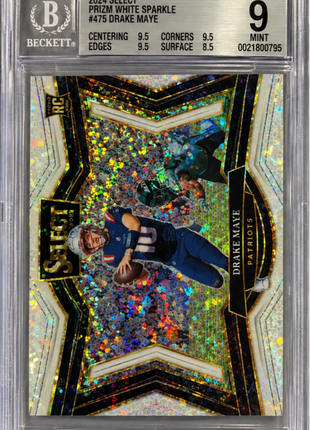 Drake Maye 2024 Panini Select #475 White Sparkle RC SSP BGS9 MINT Patriots