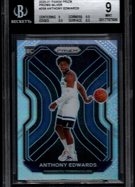 Anthony Edwards 2020-21 Panini Prizm #258 Silver Prizm Rookie RC BGS9 MINT