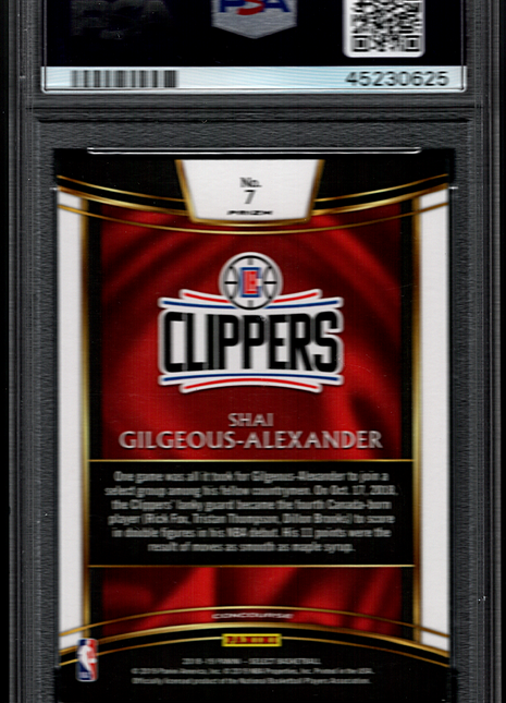 Shai Gilgeous-Alexander 2018-19 Panini Select #7 Tri Color Prizm RC PSA9 MINT