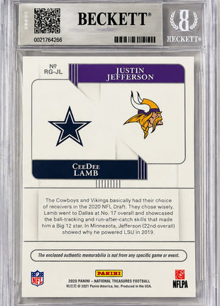 CeeDee Lamb/Justin Jefferson 2020 National Treasures Dual Patch /99 RC BGS9 MT