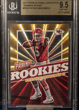 Patrick Mahomes II 2017 Panini National Rainbow Spokes /49 RC BGS9.5 GEM MT