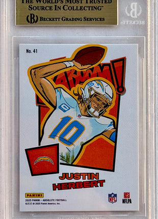 Justin Herbert 2025 Panini Absolute #41 Kaboom Vertical SSP BGS9.5 TRUE GEM MT