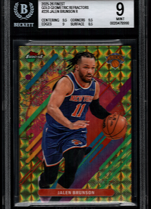 Jalen Brunson 2025-26 Finest #226 Gold Geometric Refractor /10 BGS9 MINT Knicks