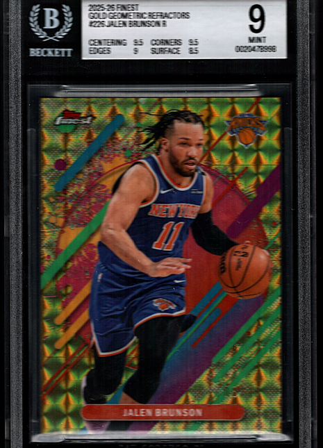 Jalen Brunson 2025-26 Finest #226 Gold Geometric Refractor /10 BGS9 MINT Knicks