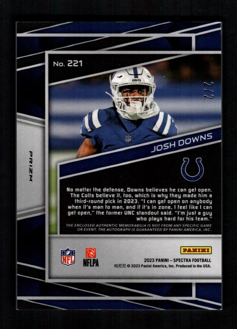 Josh Downs 2023 Panini Spectra #221 Nebula Laundry Tag Autograph /2 RC Auto