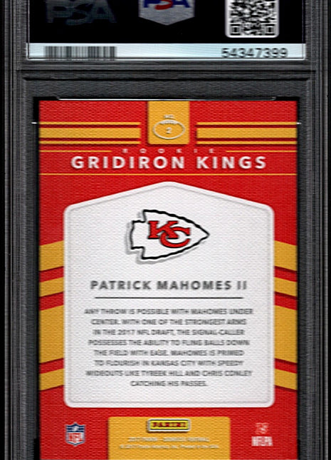 Patrick Mahomes II 2017 Panini Donruss #2 Rookie Gridiron Kings PSA10 GEM MT