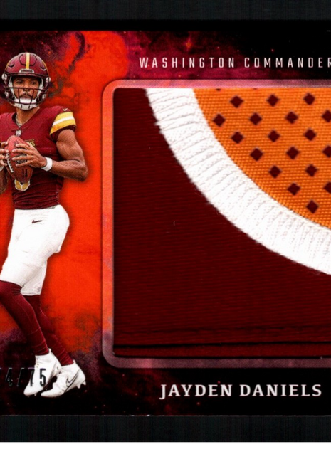 Jayden Daniels 2024 Panini Origins RJJ-JDA Jumbo 3-Color Patch /75 RC Commanders