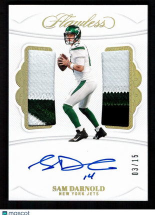 Sam Darnold 2019 Panini Flawless #DPA-SD Dual Patch /15 Autograph Auto NY Jets