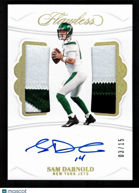 Sam Darnold 2019 Panini Flawless #DPA-SD Dual Patch /15 Autograph Auto NY Jets