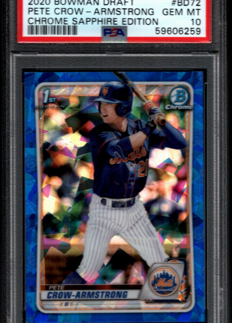 Pete Crow-Armstrong 2020 Bowman Draft #BD72 Sapphire Edition RC PSA10 GEM MT