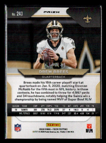 Drew Brees 2020 Panini Prizm #243 Red Wave /149 Saints