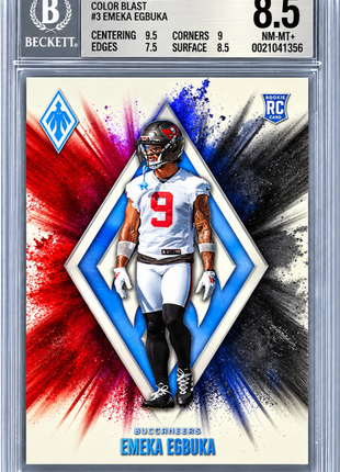 Emeka Egbuka 2025 Panini Phoenix #3 Color Blast RC SSP BGS8.5 NM-MT+