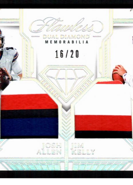 Josh Allen/Jim Kelly 2023 Panini Flawless #DDM-BUF Dual Patch Diamond /20 Bills