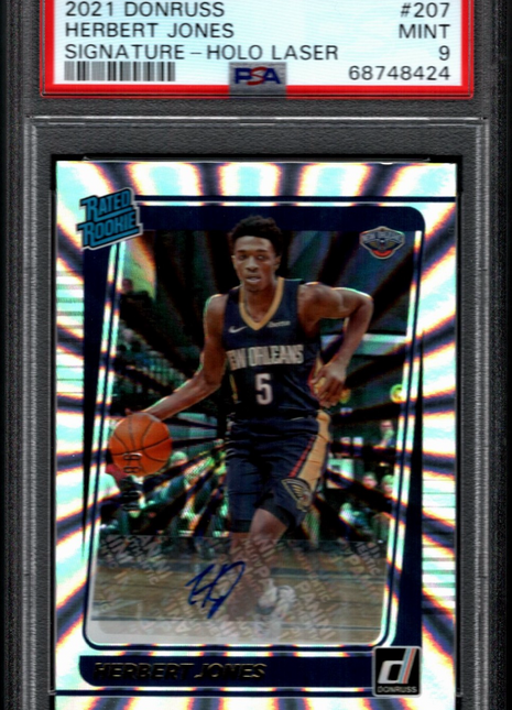 Herbert Jones 2021-22 Donruss #207 Signature Holo Laser /99 RC Auto PSA9 MINT