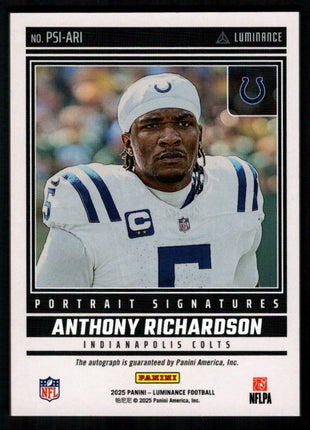 Anthony Richardson 2025 Panini Luminance Portrait Signatures /10 Green Auto