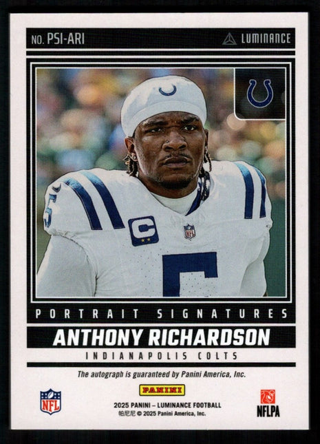 Anthony Richardson 2025 Panini Luminance Portrait Signatures /10 Green Auto