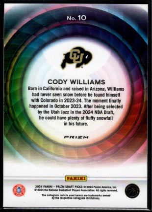 Cody Williams 2024-25 Panini Prizm DP #10 Rainbow Color Wheel SSP RC Case Hit