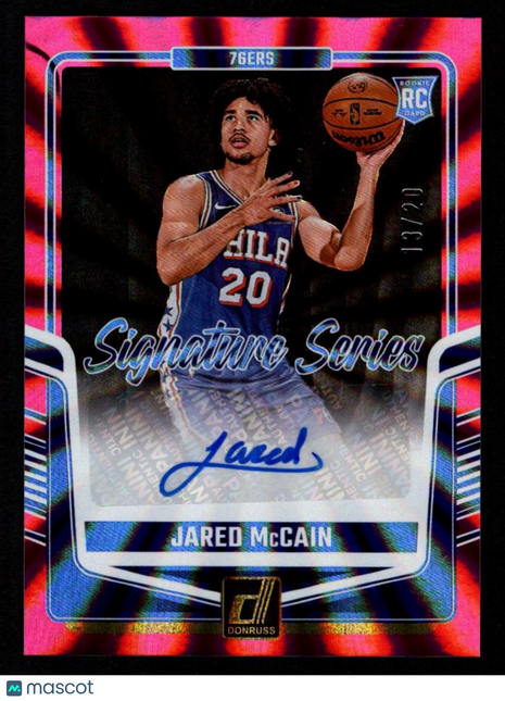Jared McCain 2024-25 Panini Donruss #SS-JMC Signature Series Pink Laser /20 Auto